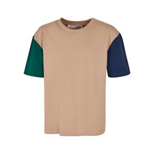 Boys' Organic Oversized T-Shirt Colorblock unionbeige