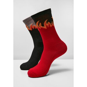 Long Flame Socks 2-Pack Red/Black