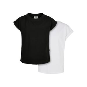 Girls' Organic T-Shirt with Extended Shoulder 2-Pack Black/White