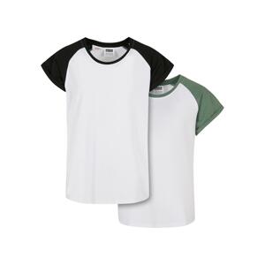 Girls' Contrasting Raglan T-Shirt 2-Pack White/Saliva + White/Black