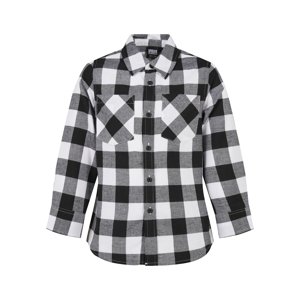 Boys' plaid flannel shirt black/white