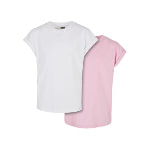 Girls Organic Extended Shoulder Tee 2-Pack white/girlypink