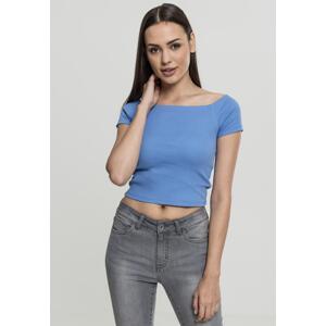 Women's T-shirt with ribbed pattern in horizontal blue