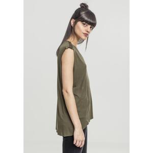 Women's Olive T-Shirt HiLo with Shoulder Zipper