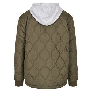 Quilted jacket with hood dark olive