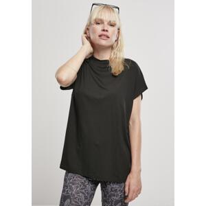 Women's oversized viscose T-shirt with black sleeve