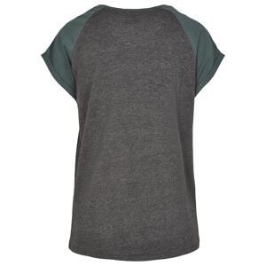 Women's raglan T-shirt with contrasting charcoal/bottlegreen