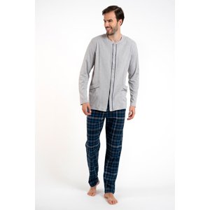 Men's pyjamas Jakub, long sleeves, long legs - melange/print