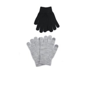 Orsay Set of Two Pairs of Women's Gloves in Black and Light Grey - Women