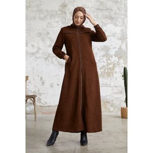 InStyle Leda Stamp Robe Detail Abaya - Tan