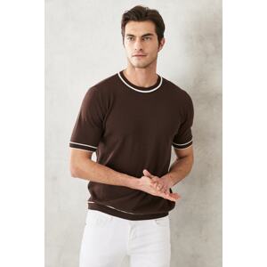 AC&Co / Altınyıldız Classics Men's Brown Standard Fit Crew Neck 100% Cotton Knitwear T-Shirt