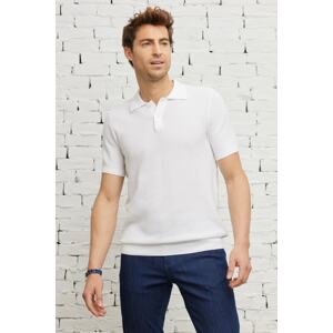 ALTINYILDIZ CLASSICS Men's White Standard Fit Normal Cut Polo Neck 100% Cotton Short Sleeve Knitwear T-Shirt