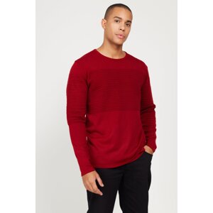 AC&Co / Altınyıldız Classics Men's Red Anti-pilling and Anti-Pilling Standard Fit Crew Neck Textured Knitwear Sweater.