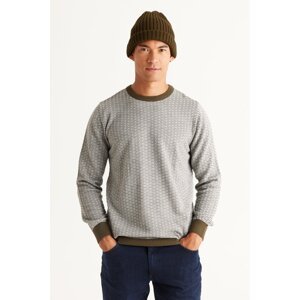 ALTINYILDIZ CLASSICS Men's Grey-Khaki Anti-Pilling Standard Fit Regular Fit Crew Neck Knitwear Sweater