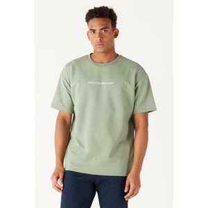 AC&Co / Altınyıldız Classics Men's Stone Green Boxy Fit Crew Neck Short Sleeve Sweatshirt