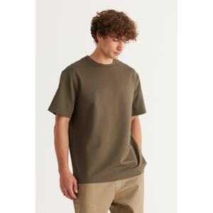 ALTINYILDIZ CLASSICS Men's Khaki Comfort Fit Comfortable Cut, Crew Neck Cotton T-Shirt.