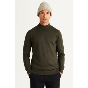 ALTINYILDIZ CLASSICS Men's Khaki Standard Fit Normal Cut Half Turtleneck Knitwear Sweater.