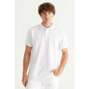 ALTINYILDIZ CLASSICS Men's White 100% Cotton Roll-Up Collar Slim Fit Slim Fit Polo Neck Short Sleeved T-Shirt.
