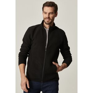 AC&Co / Altınyıldız Classics Men's Black Anti-pilling Non-Pilling Standard Fit Stand-Up Bato Collar Sweatshirt Fleece Jacket