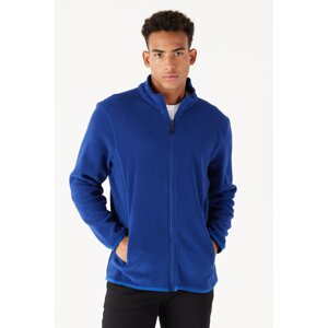 AC&Co / Altınyıldız Classics Men's Saxe Blue Anti-pilling Anti-Pilling Standard Fit High Bato Collar Sweatshirt Fleece Jacket