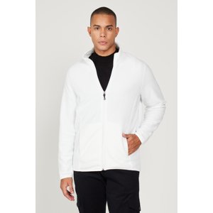 AC&Co / Altınyıldız Classics Men's White Anti-pilling Anti-Pilling Standard Fit High Bato Collar Sweatshirt Fleece Jacket