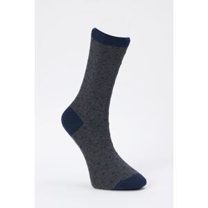 ALTINYILDIZ CLASSICS Men's Grey-Navy Blue Patterned Gray Navy Blue Cotton Casual Socks.