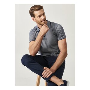AC&Co / Altınyıldız Classics Men's Anti-shrinking Cotton Fabric Slim Fit Slim Fit Slim Fit Navy Blue Anti-roll Polo Neck T-Shirt.