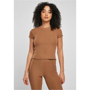 Women's darktaupe short-ribbed T-shirt