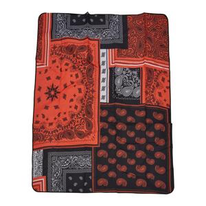 Bandana Patchwork Print Blanket Black/Orange