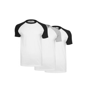 Raglan contrast T-shirt 3 packs wht/blk/wht/h.grey/wht/blk