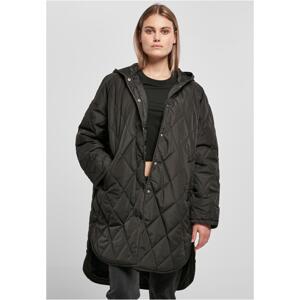 Women's Oversized Diamond Quilted Hooded Coat Black