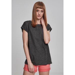Women's T-shirt with extended shoulder spray - dark grey