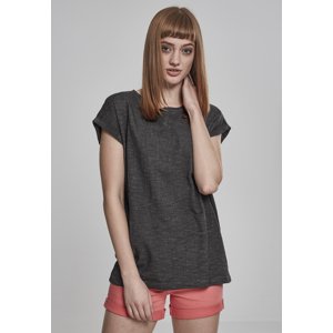 Women's T-shirt with extended shoulder spray - dark grey