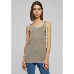 Ladies Loose Burnout Tank Olive