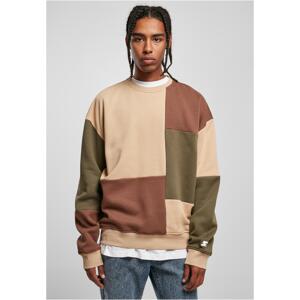 Starter Patchwork Crewneck unionbeige/darkolive/bark