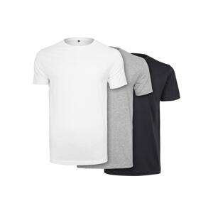 Light Round Neck T-Shirt 3 Pack White+Heather Grey+Navy