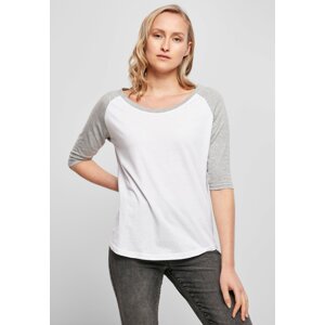 Women's 3/4 Contrast Raglan T-Shirt White/V Grey