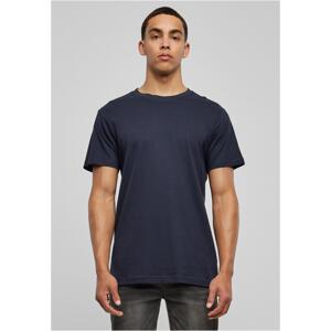 Basic navy blue T-shirt with a round neckline