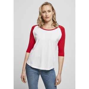 Women's 3/4 contrast raglan t-shirt wht/red