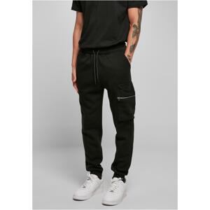 Glossy Zipper Utility Fleece Jogger Black