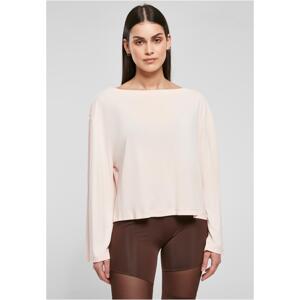 Women's Short Modal Bateau Long Sleeve Neckline Pink