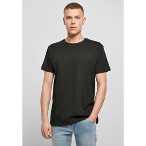 Bright black T-shirt with a round neckline