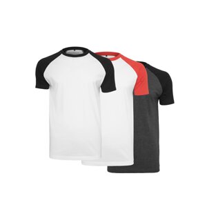 Raglan Contrast T-Shirt 3 Pack wht/blk/wht/red/cha/blk
