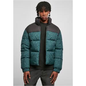 AOP Retro Puffer Jacket bottlegreen damast aop