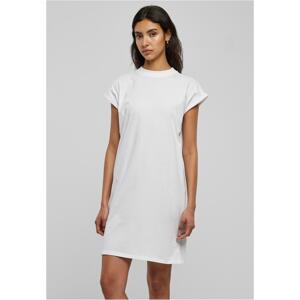 Women's tortoise dress with extended shoulders - white