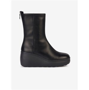 Black Women's Leather Wedge Boots Geox Spherica - Women