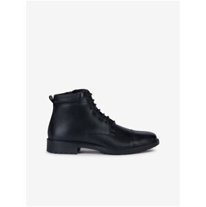 Black Men's Leather Ankle Shoes Geox Kapsian - Men's