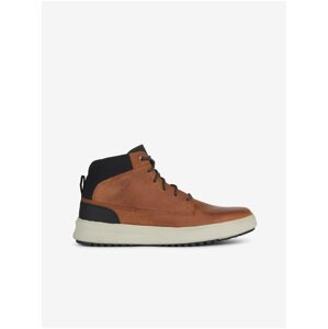 Brown Men's Leather Ankle Sneakers Geox Cervino - Men's