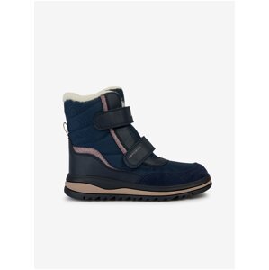 Black and blue girls' ankle snow boots with suede details Geox Adelhide
