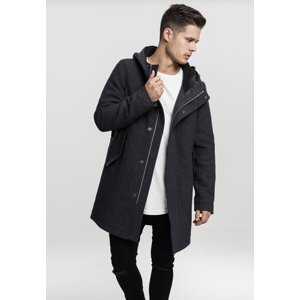 Charcoal textured parka with hood